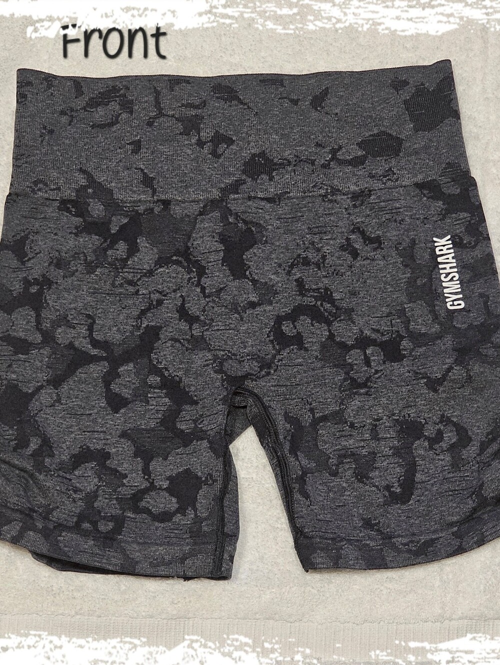 Gymshark Women's Dark Asphalt Gray Grey & Black Camo High-Waist Bike Shorts